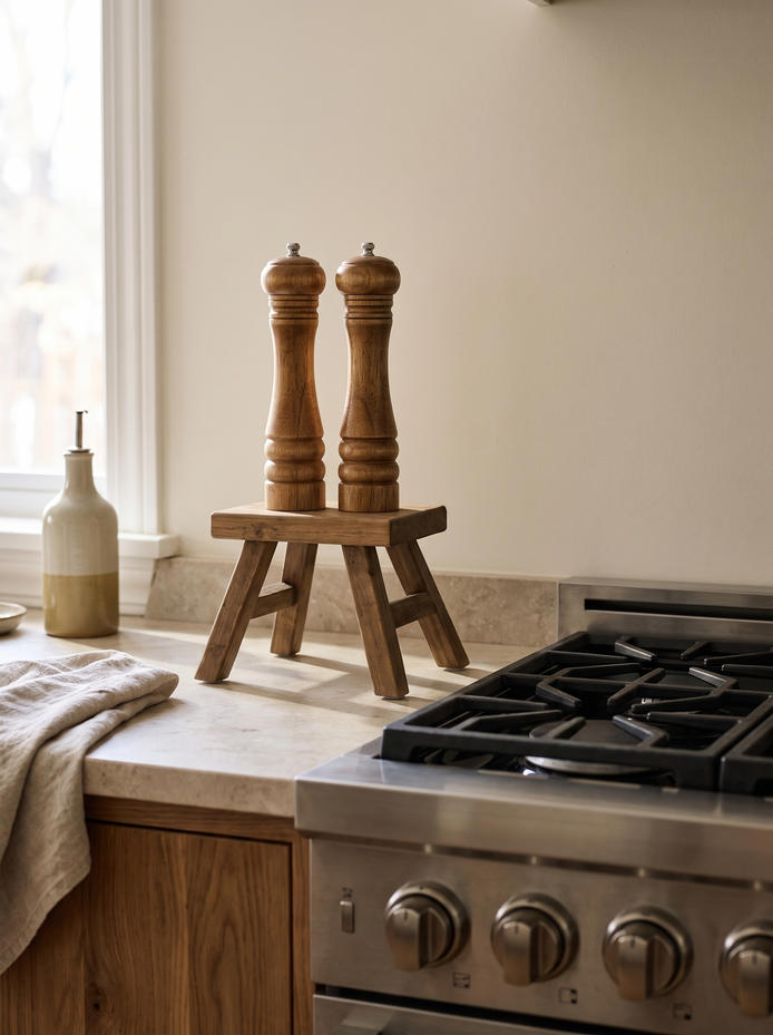 Solid Elm Wood Display Stool, A Simple Lift