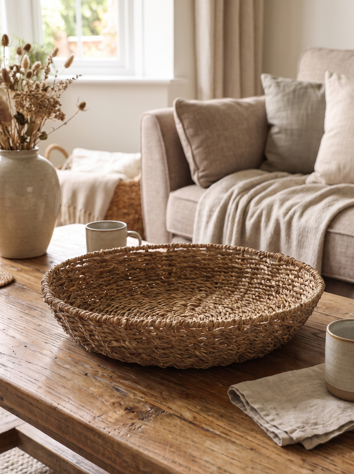 Large Natural Seagrass Tray, Natural Fiber, Natural Warmth