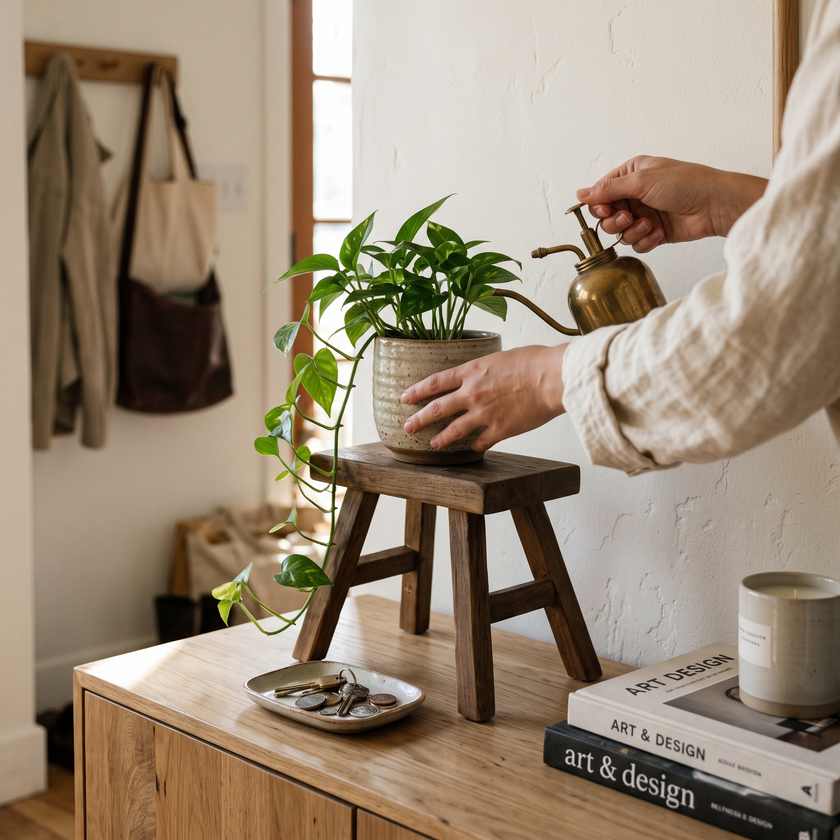 Solid Elm Wood Display Stool