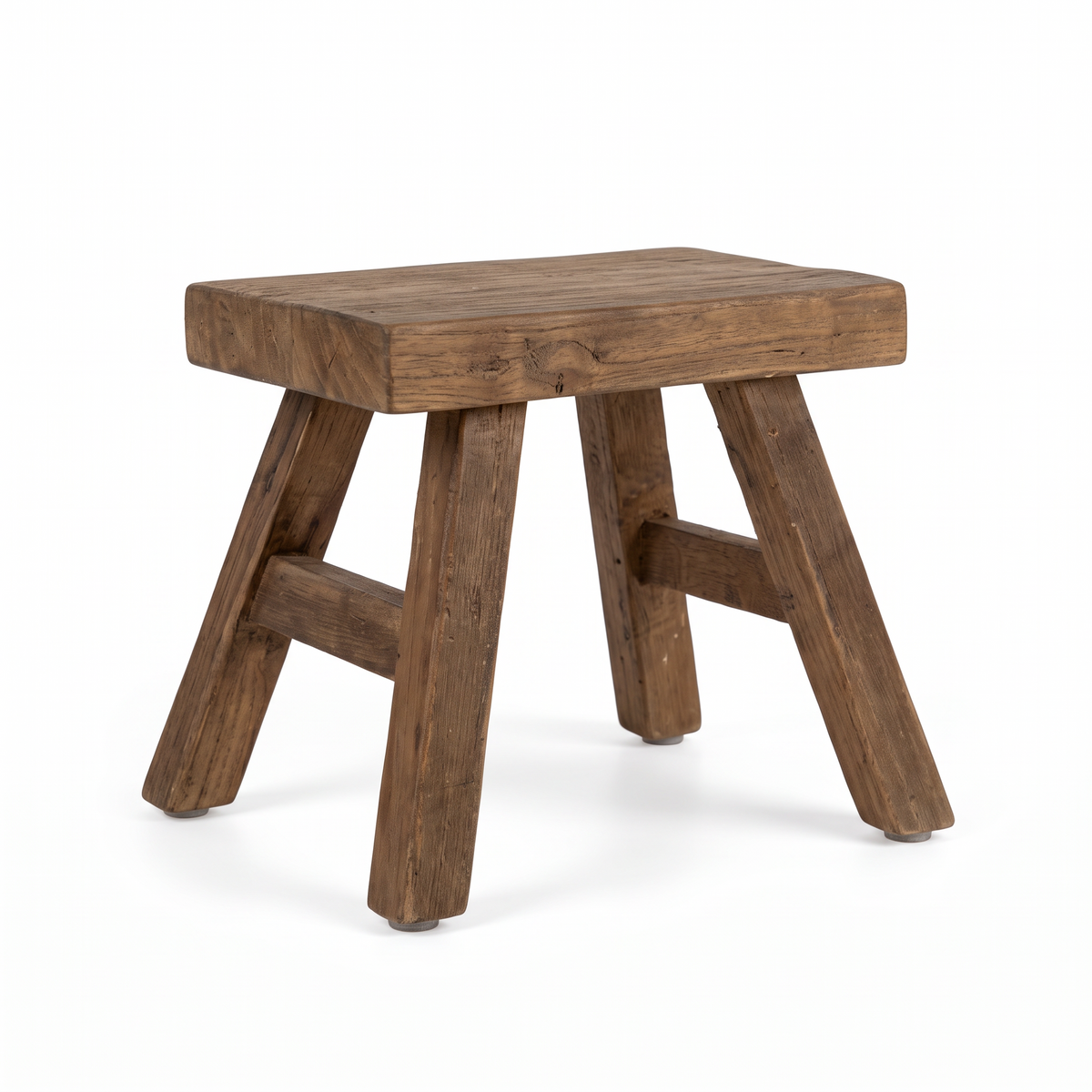 Solid Elm Wood Display Stool on white background