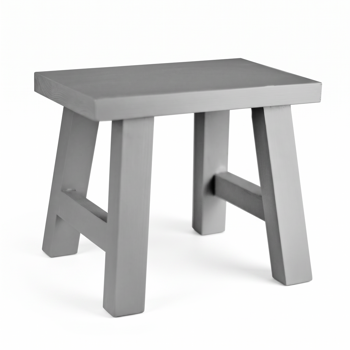 Grey Solid Pine Display Stool on white background