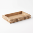 Natural Mini Beaded Wooden Tray on white background
