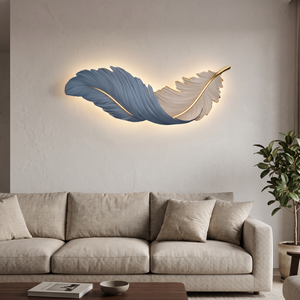Feather LED Wall Art Lamp shown in a home interior