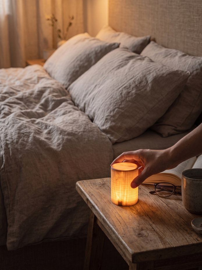 Wood Cube LED Table Lamp Wood That Glows