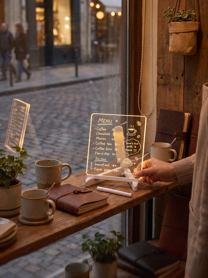 LED Acrylic Message Board Lamp From Nightstand to Shop Window