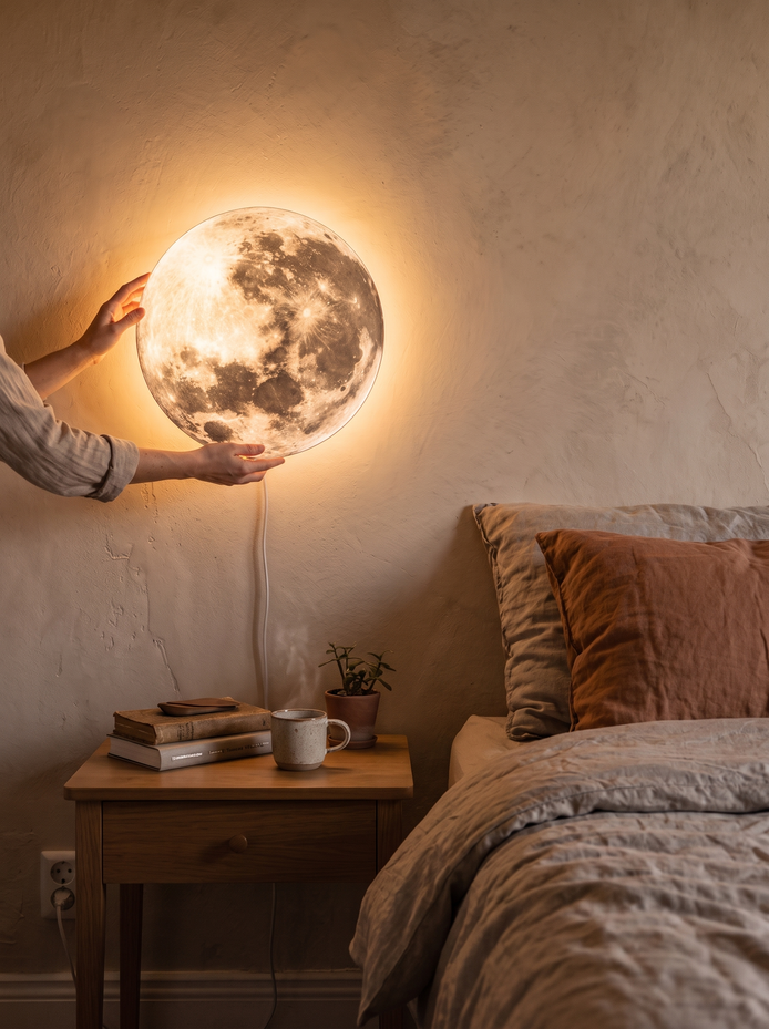 Full Moon LED Wall Lamp Warm or Three Color Light