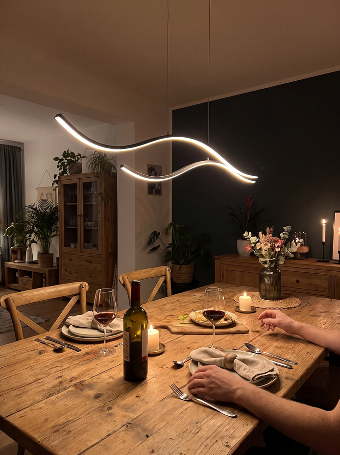 Wavy LED Linear Pendant Light Dim It for Dinner
