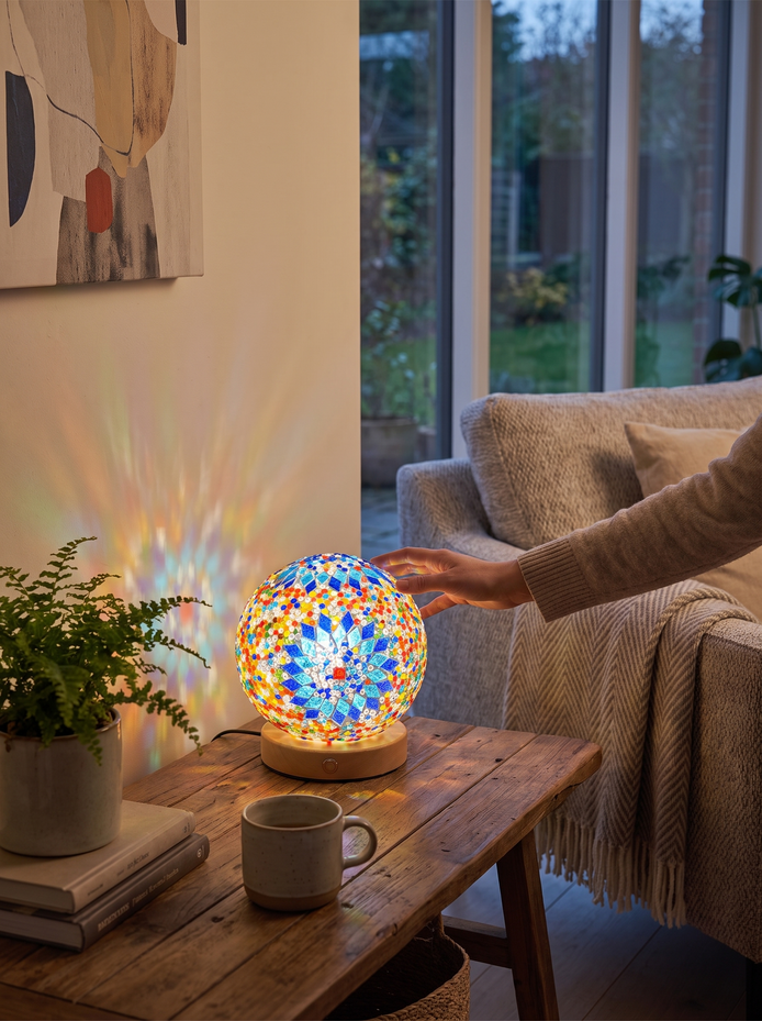 Stained Glass Mosaic Table Lamp Color Across Your Walls