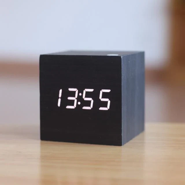 Tove Wooden LED Cube Clock