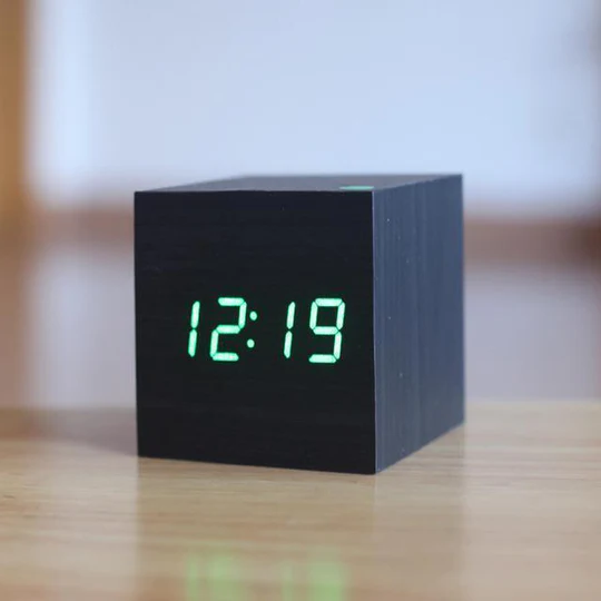 Modern Digital Wood Cube Clock