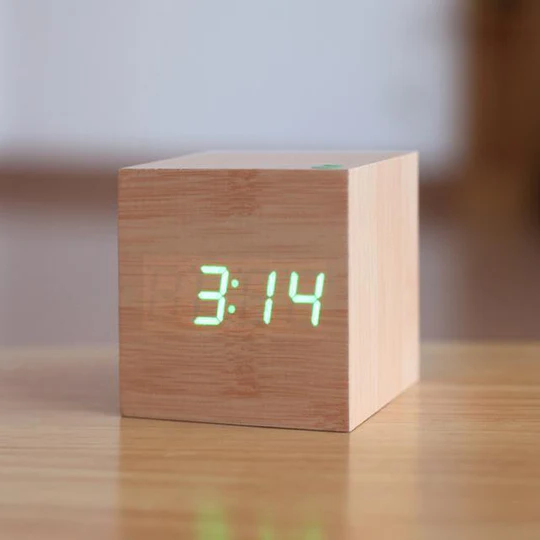 Modern Digital Wood Cube Clock