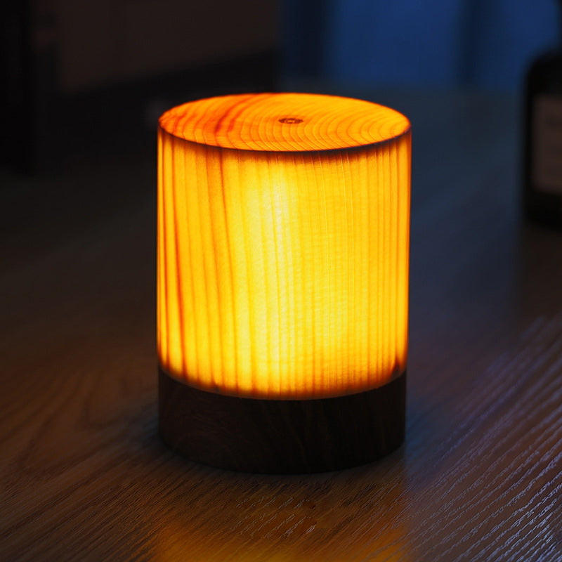 Wood Cube LED Table Lamp