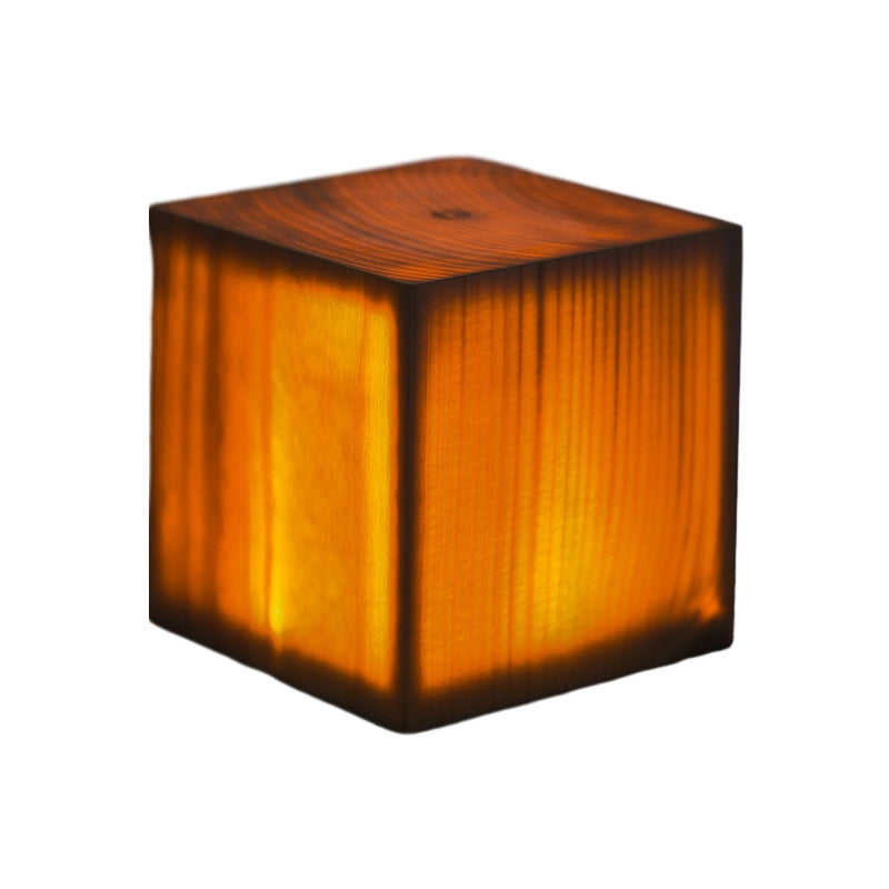 Wood Cube LED Table Lamp