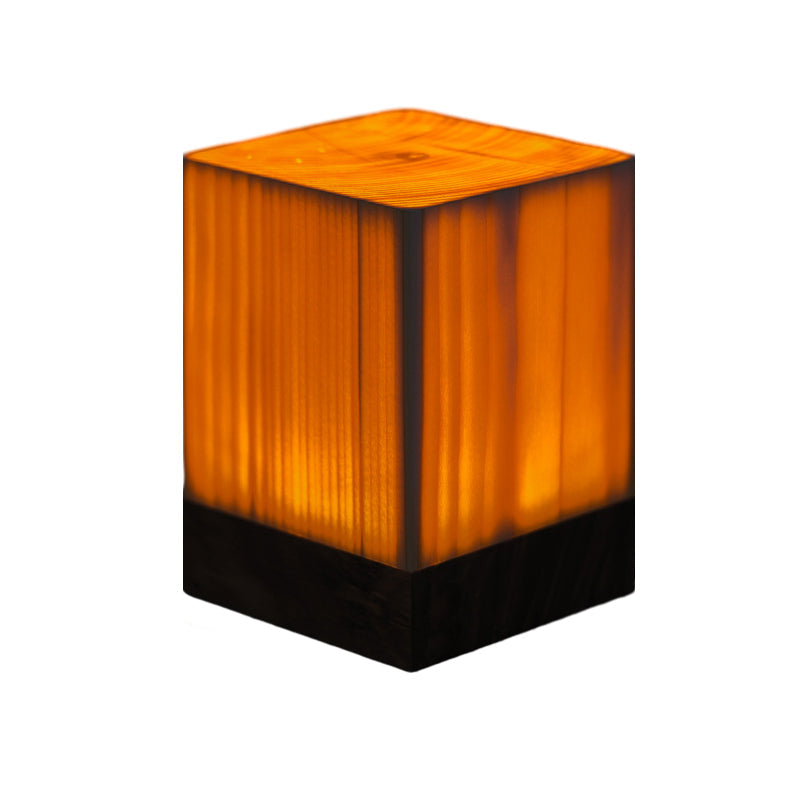 Wood Cube LED Table Lamp