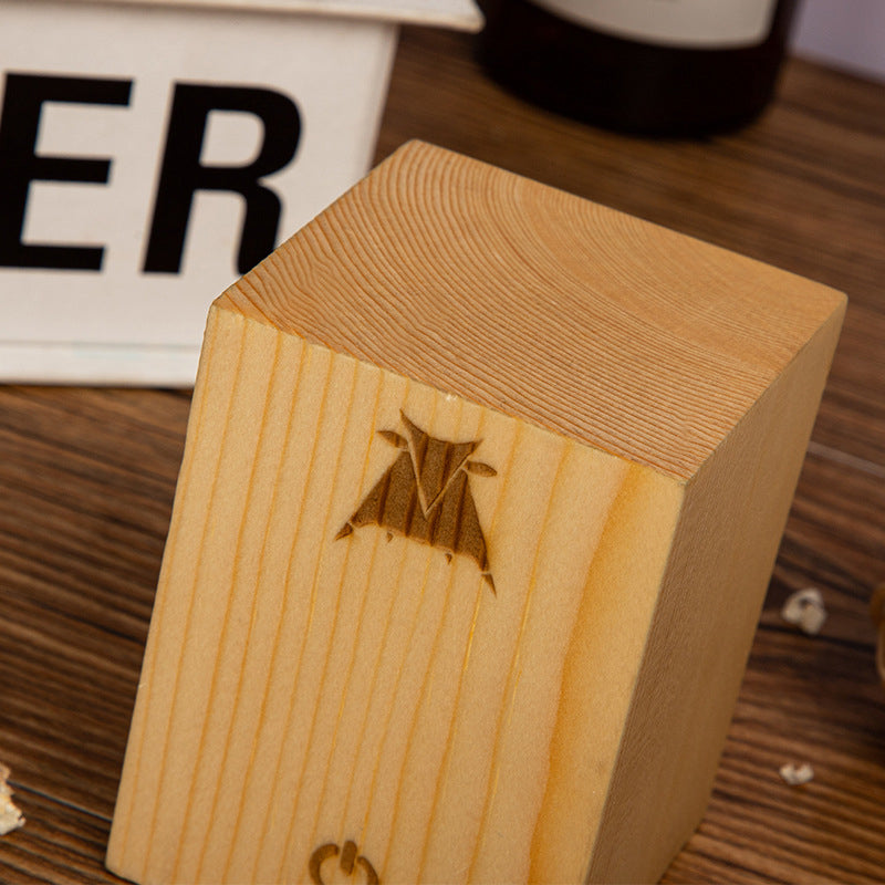 Wood Cube LED Table Lamp