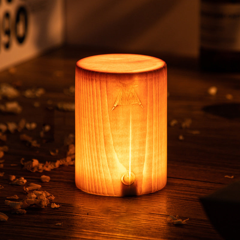 Wood Cube LED Table Lamp