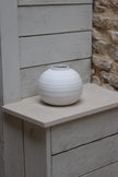 Textured Round White Ceramic Vase