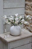 Textured Round White Ceramic Vase