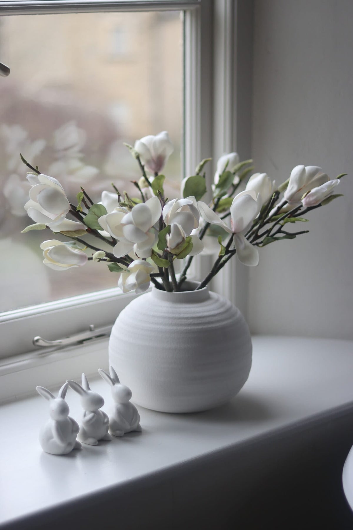 Textured Round White Ceramic Vase